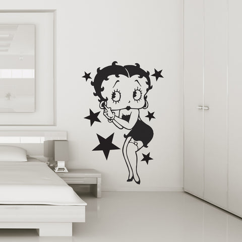 Betty Boop Wall Art Sticker With Stars