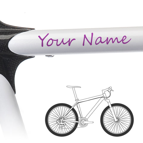 2 x Bike Frame Custom Name Stickers - Handwriting Style