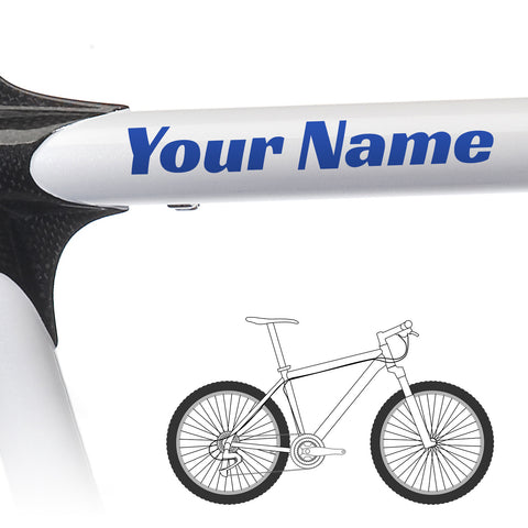 2 x Bike Frame Custom Name Stickers - Race Style