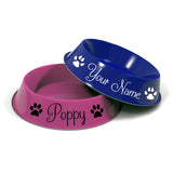 2 x Personalised Pet Name Stickers with Paw Prints (for food bowls)