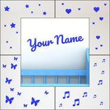 Custom Name Wall Sticker With Shapes - Curly Style
