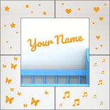 Custom Name Wall Sticker With Shapes - Curly Style