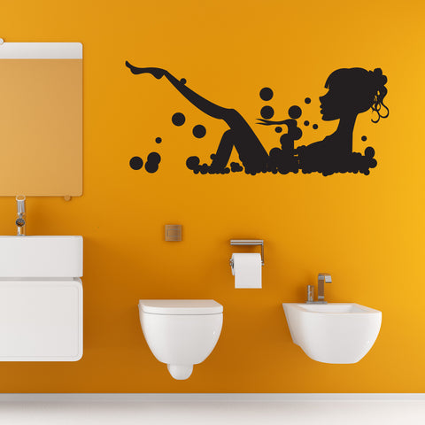 Girl In Bubble Bath - Wall Sticker
