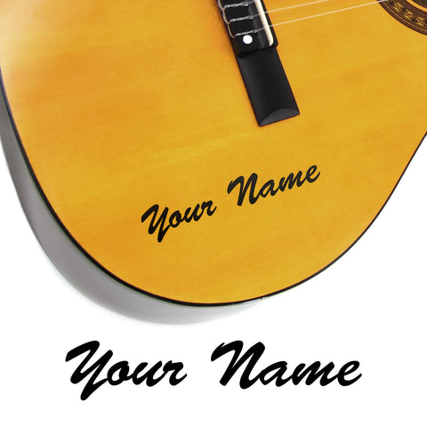 2 x Custom Name Guitar Stickers - Brush Script Style