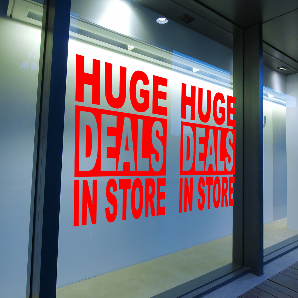 Store Window Offers 2 x HUGE DEALS IN STORE - Retail Window Decals – Vinyl Sticker Shack