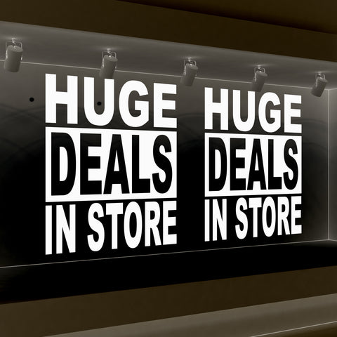 Store Window Offers 2 x HUGE DEALS IN STORE - Retail Window Decals – Vinyl Sticker Shack