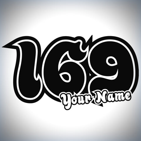 3 x Custom Race Numbers With Name - Shack Style – Vinyl Sticker Shack