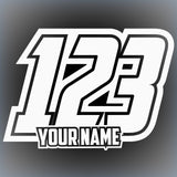 3 x Custom Race Numbers With Name - Classic Race Style - Up to 150mm