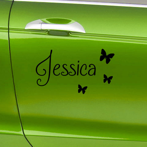 2x Personalised Name Car Stickers Butterflies Custom Name Decals