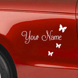 2 x Personalised Name Car Stickers With Butterflies