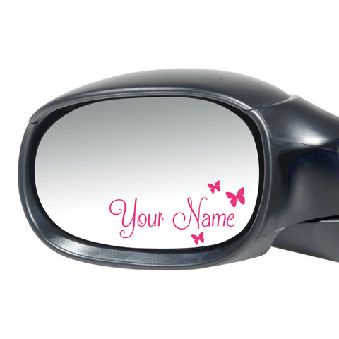 2 x Personalised Name Wing Mirror Stickers With Butterflies