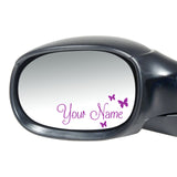 2 x Personalised Name Wing Mirror Stickers With Butterflies