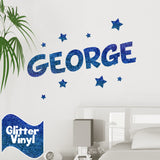 Personalised Glitter Effect Wall Name Sticker with Stars