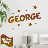 Personalised Glitter Effect Wall Name Sticker with Stars